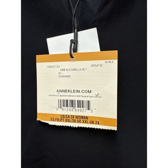 Anne Klein Womens Plus Size 3X Black Jenna Floral Hem Elastic-Waist Midi Dress - Picture 7 of 8